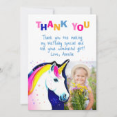 マジカルユニコーンスターズガールフォト誕生日 サンキューカード (正面)