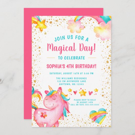 マジカルユニコーンスターズ誕生日招待状 招待状 (正面/裏面)