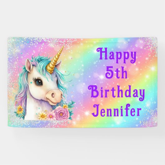 マジカルユニコーンハッピーバースデーキラキラ 横断幕 (横)