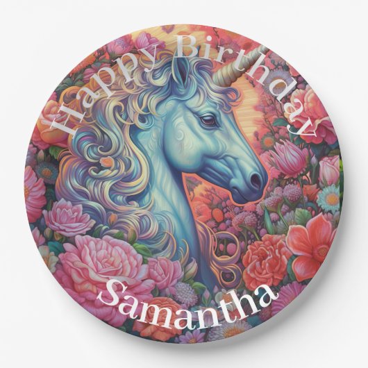 マジカルユニコーンハッピーバースデー ペーパープレート (正面)