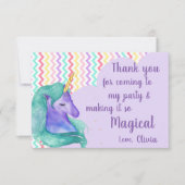 マジカルユニコーンパステルシェブロン子供の誕生日 サンキューカード (正面)