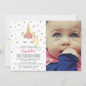 マジカルユニコーンパステル写真 | Fairytale誕生日 招待状 (正面)