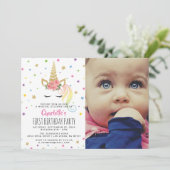 マジカルユニコーンパステル写真 | Fairytale誕生日 招待状 (スタンド正面)