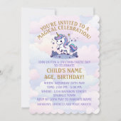 マジカルユニコーンパステル誕生日パーティー 招待状 (正面)