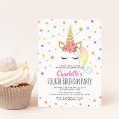 マジカルユニコーンパステル金ゴールドフェアリータリー誕生日 招待状