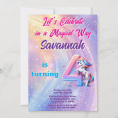 マジカルユニコーンパステル4th誕生日パーティー 招待状 (正面)