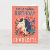 マジカルユニコーンパーソナライズされたお洒落誕生日 カード (正面)