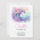 マジカルユニコーンパーティーエイジ誕生日 招待状 (正面)