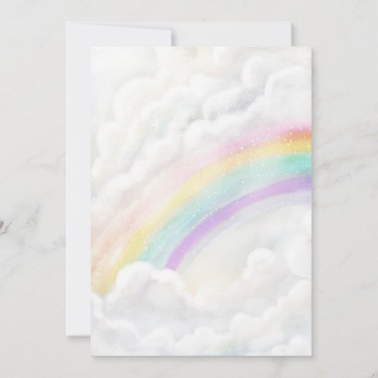 マジカルユニコーンパーティーレインボーガールパステル誕生日 招待状 (裏面)