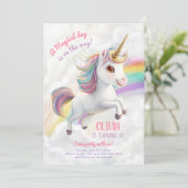 マジカルユニコーンパーティーレインボーガールパステル誕生日 招待状 (スタンド正面)