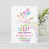 マジカルユニコーンパーティーレインボーガールファースト誕生日 招待状 (スタンド正面)