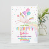 マジカルユニコーンパーティーレインボーガールファースト誕生日 招待状 (スタンド正面)