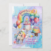 マジカルユニコーンパーティー子供の誕生日アイディア 招待状 (正面)