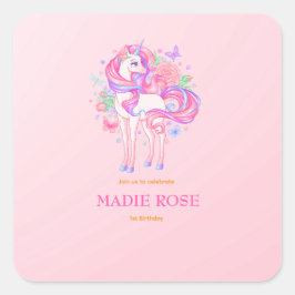マジカルユニコーンパーティー誕生日 スクエアシール