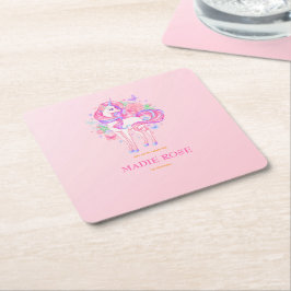 マジカルユニコーンパーティー誕生日 スクエアペーパーコースター