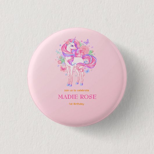 マジカルユニコーンパーティー誕生日 缶バッジ (正面)