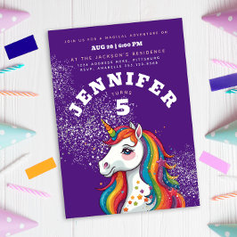 マジカルユニコーンパープルグリッターレインボースターズ 招待状