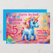 マジカルユニコーンピナタ誕生日招待状 招待状 (正面/裏面)