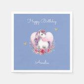 マジカルユニコーンピンク金ゴールドエレガント誕生日 スタンダードカクテルナプキン (正面)