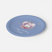 マジカルユニコーンピンク金ゴールドエレガント誕生日 ペーパープレート (アングル)