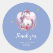 マジカルユニコーンピンク金ゴールドエレガント誕生日 ラウンドシール (正面)