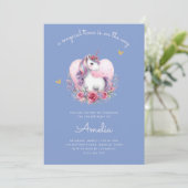 マジカルユニコーンピンク金ゴールドエレガント誕生日 招待状 (スタンド正面)