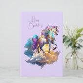 マジカルユニコーンファンタジー雲誕生日ロマンス 便箋 (スタンド正面)