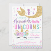 マジカルユニコーンマーメイド誕生日招待状 招待状 (正面)