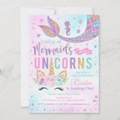 マジカルユニコーンマーメイド誕生日 招待状 (正面)