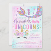 マジカルユニコーンマーメイド誕生日 招待状 (正面)