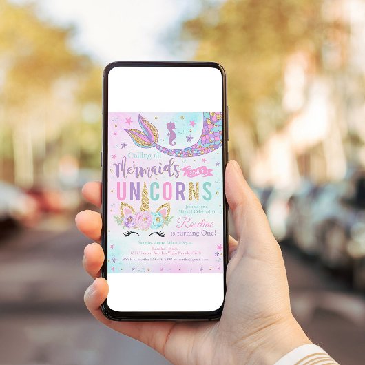 マジカルユニコーンマーメイド誕生日 招待状