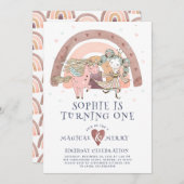 マジカルユニコーンレインボーガールファースト誕生日パーティー 招待状 (正面/裏面)