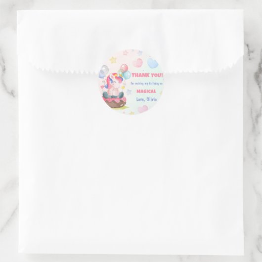 マジカルユニコーンレインボーバースデーパーティー ラウンドシール (バッグ)