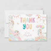 マジカルユニコーンレインボーパステル誕生日 サンキューカード (正面)