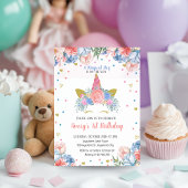 マジカルユニコーンレインボーピンクフローラ誕生日 招待状