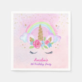 マジカルユニコーンレインボーピンク誕生日 スタンダードランチョンナプキン (正面)