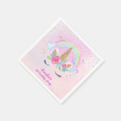 マジカルユニコーンレインボーピンク誕生日 スタンダードランチョンナプキン (角)
