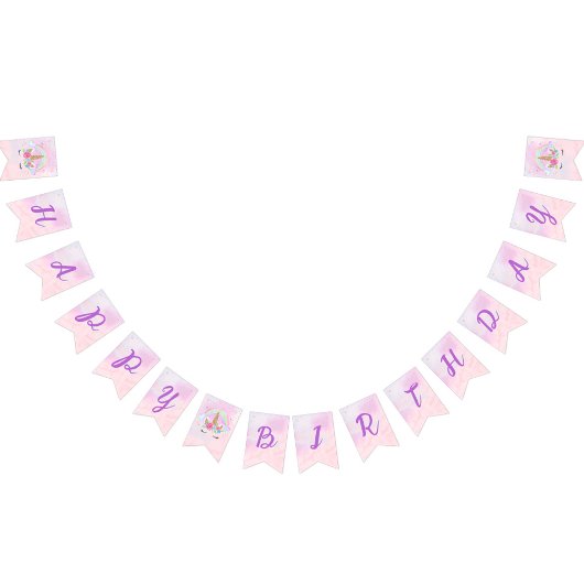 マジカルユニコーンレインボーピンク誕生日 バンティングフラッグ