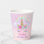 マジカルユニコーンレインボーピンク誕生日 紙コップ (正面)