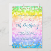 マジカルユニコーンレインボーベビー子供の誕生日パーティー 招待状 (正面)