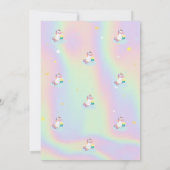 マジカルユニコーンレインボーホログラフィック誕生日 招待状 (裏面)