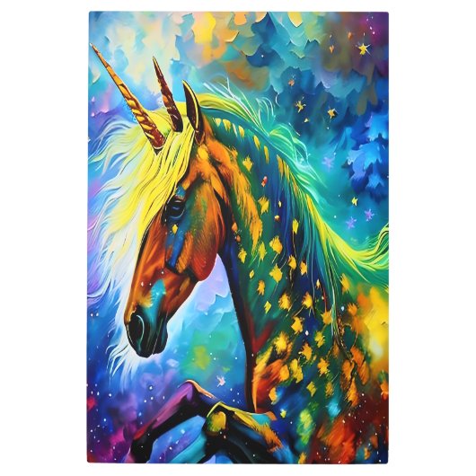 マジカルユニコーンレインボーユニコーンウォールアートプリント メタルプリント (正面)