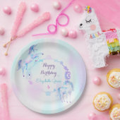 マジカルユニコーンレインボーラベンダーピンクターコイズ ペーパープレート (パーティー)
