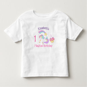 マジカルユニコーンレインボー射撃、 発砲スター&カップケーキ トドラーTシャツ