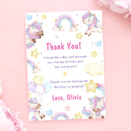 マジカルユニコーンレインボー誕生日サンキューカード 招待状