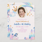 マジカルユニコーンレインボー5誕生日 招待状 (正面/裏面)