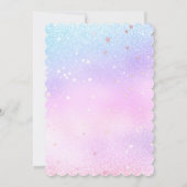 マジカルユニコーンレインボー&スターズグリッター誕生日 招待状 (裏面)