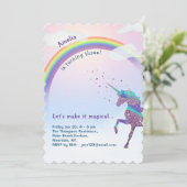マジカルユニコーンレインボー&スターズグリッター誕生日 招待状 (スタンド正面)