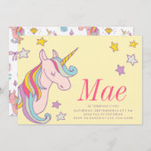 マジカルユニコーン子供の誕生日招待状招待状 招待状 (正面/裏面)