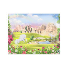 マジカルユニコーン王国 – ファンタジー城景観 メタルプリント